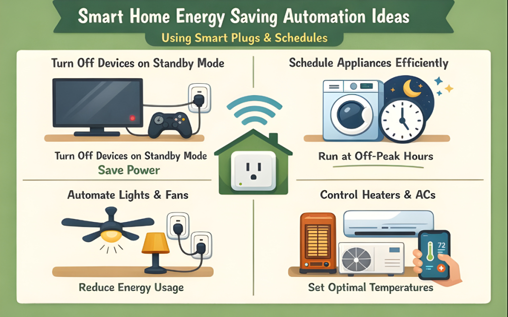 Smart Home Energy Saving Automation Ideas Using Smart Plugs and Schedules.